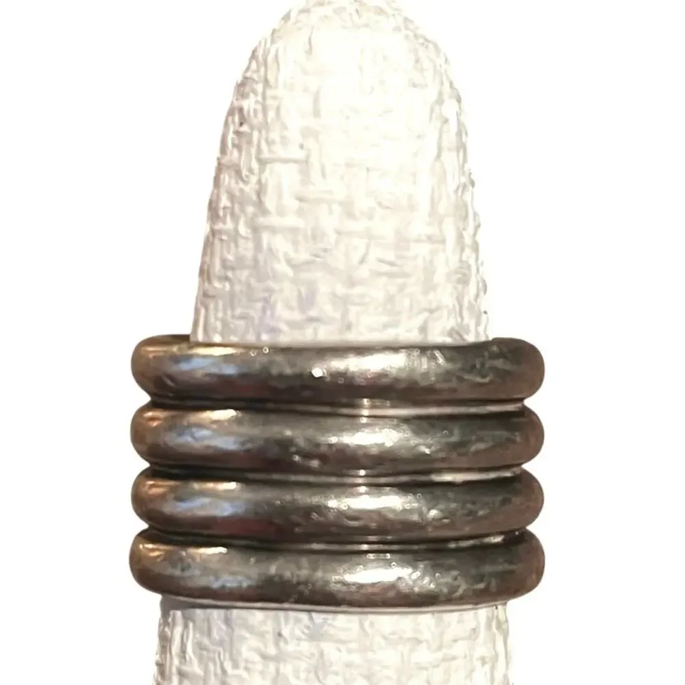 EUC - Retired Silpada Smokey Quartz Ribbed Band Sterling Silver Ring